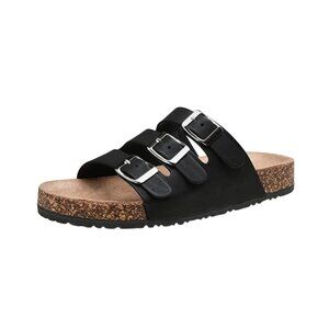 Jeossy Women's Arizona Buckle Slides Sandals Adjustable Cork Footbed Outdoor - B